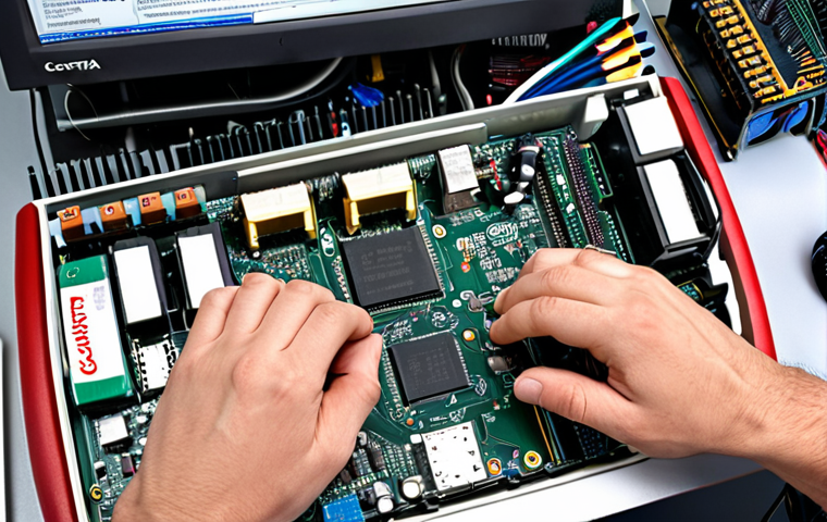 ** IT technician working on computer hardware, surrounded by tools and components, CompTIA A+ certification logo subtly in background. Focus on practical skills and problem-solving.
**