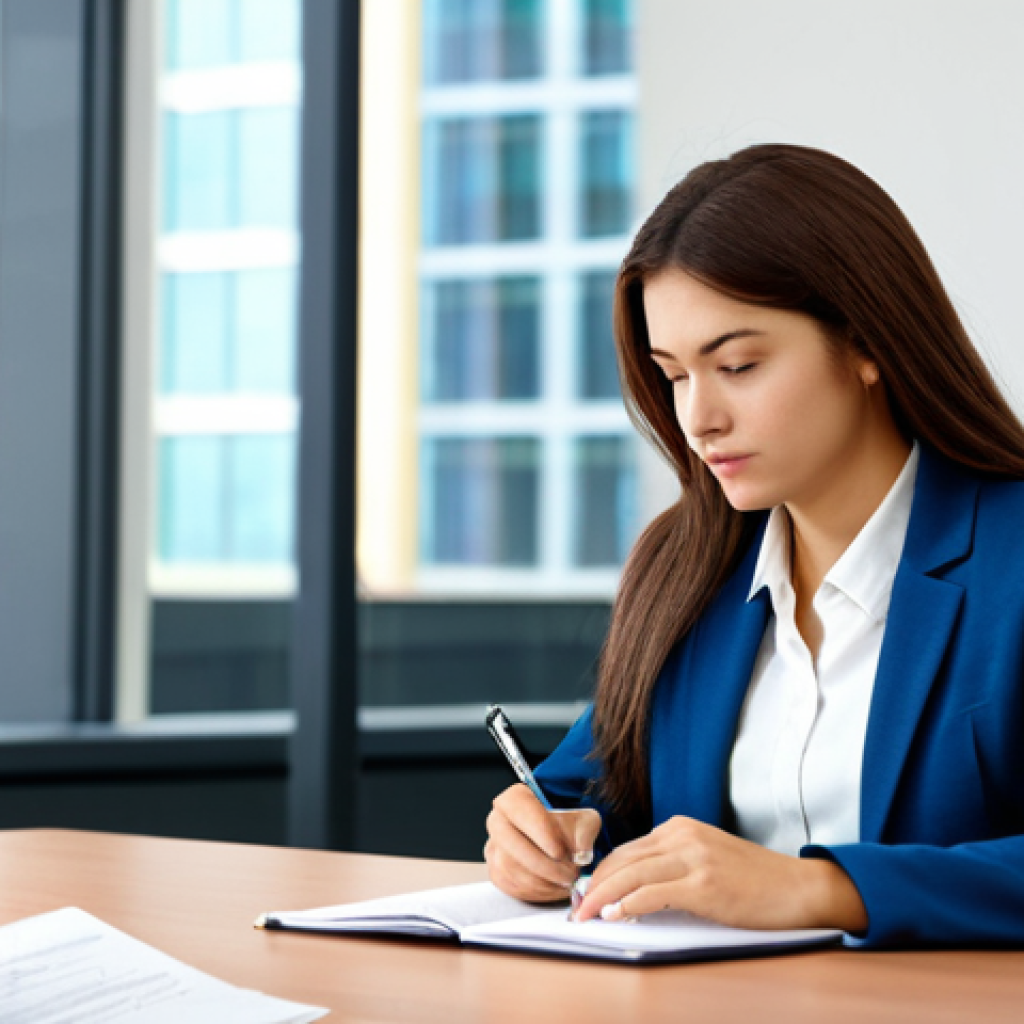 Professional Development in a Corporate Setting**

"A young professional woman, fully clothed in a modest business suit, attending a workshop in a modern office. She is taking notes during a presentation on career development. The environment is bright and collaborative, with colleagues in professional attire engaging with the speaker. Safe for work, appropriate content, perfect anatomy, natural proportions, professional setting."

**