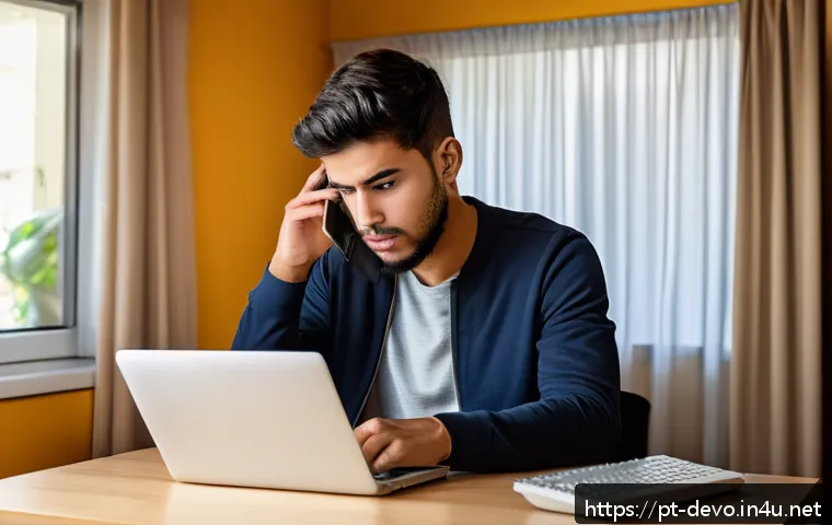 정보기기운용 실무에서 경험한 네트워크 장비 문제 해결 사례 - A modern Brazilian home office setting showing a frustrated young adult man troubleshooting his inte...