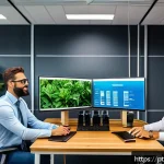 Home 23 정보기기운용 자격증 취득 후 커리어 개발 방향 - A modern Brazilian office environment showcasing a diverse group of IT professionals collaborating a...